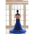 2017 el vestido de boda azul backless de la sirena de la pluma atractiva más nueva del cordón